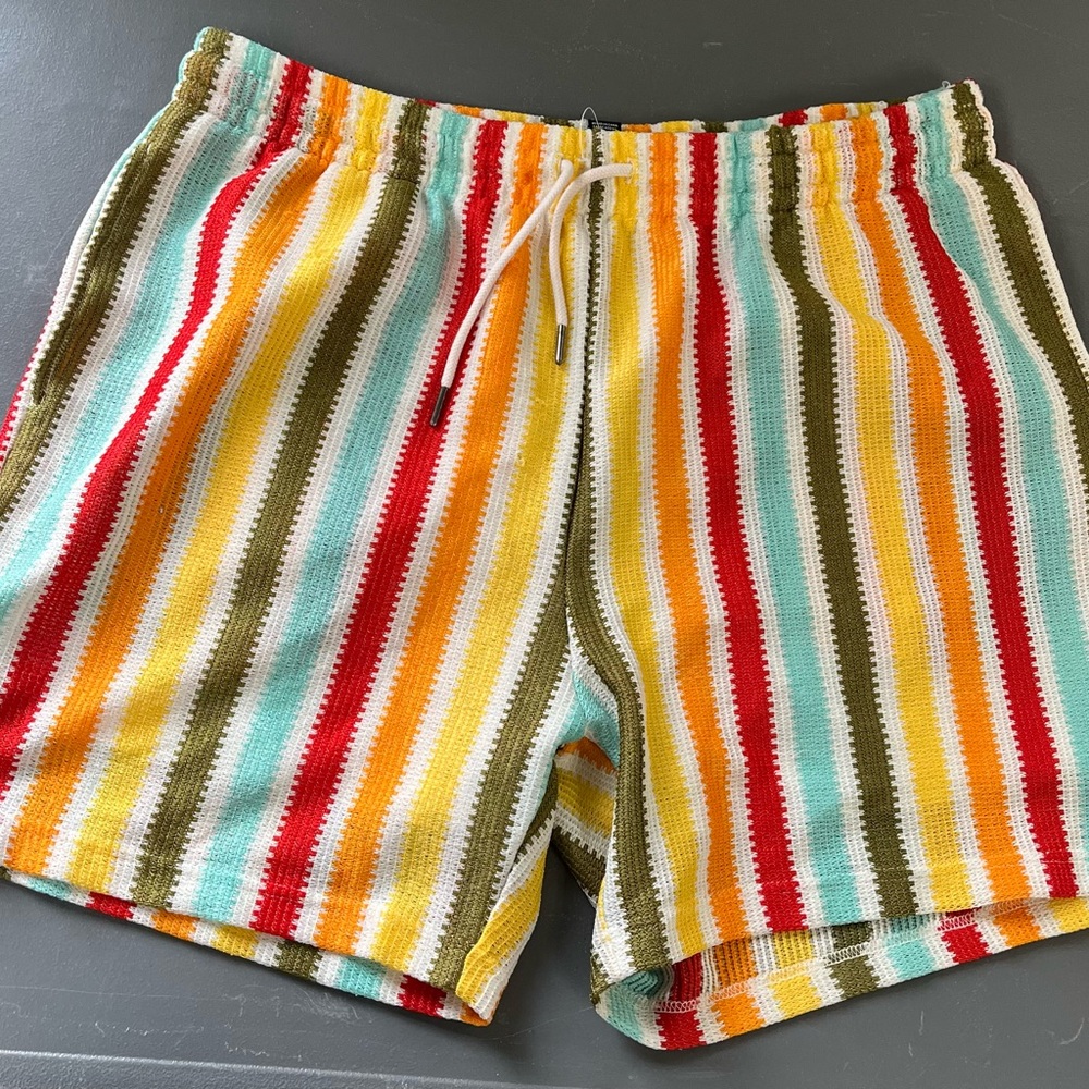 Forever 21 Vibrant Striped Swim Trunks